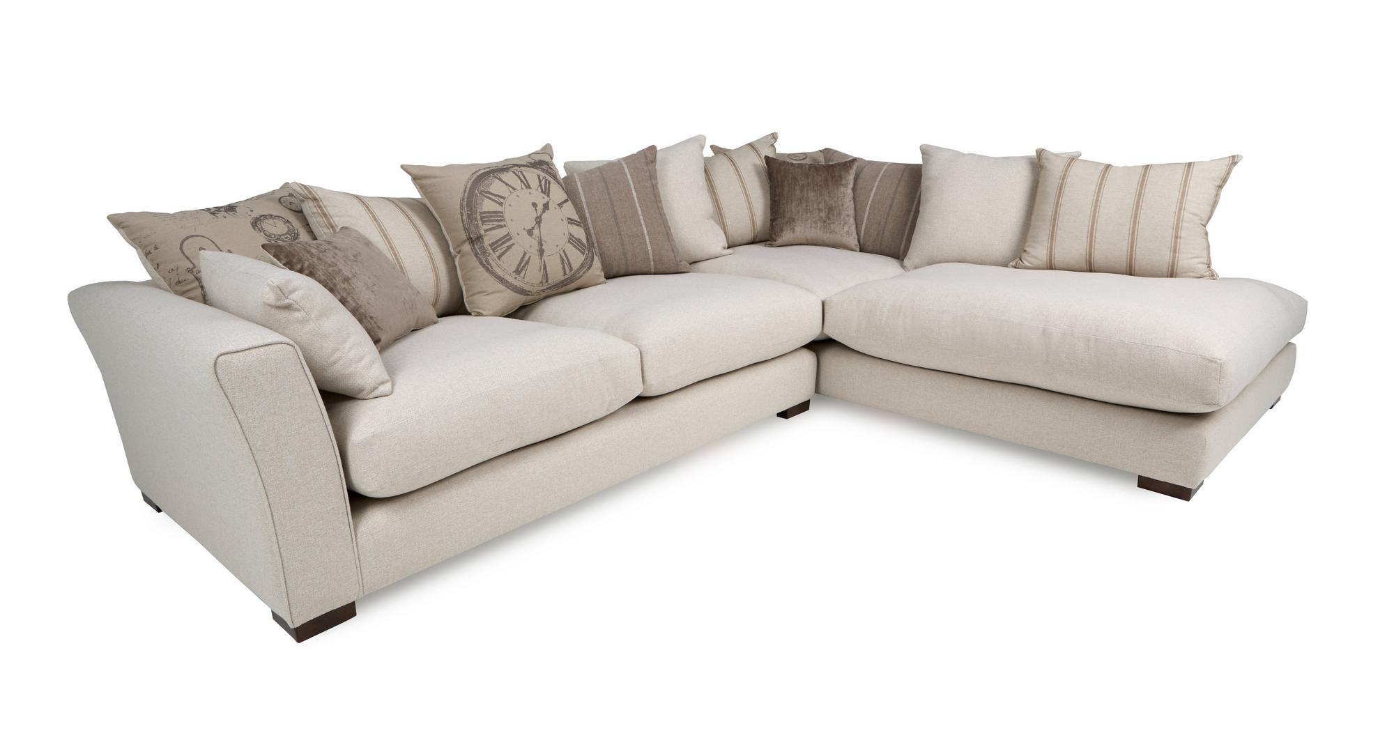 DFS Dream Natural Cream Fabric Corner Sofa, 2 x Armchairs & Footstool