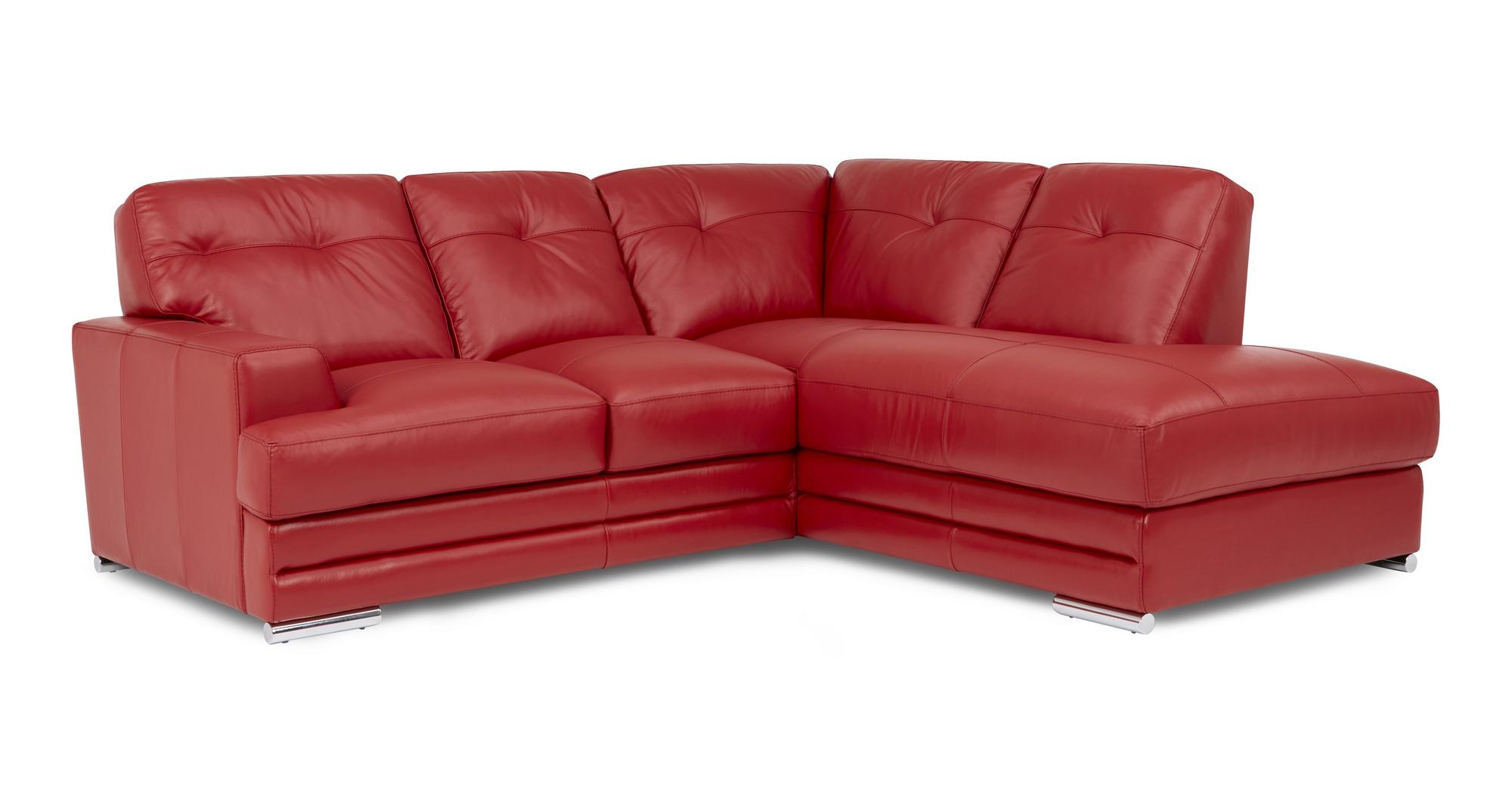 DFS Quantum Red Leather Corner Sofa Set 3 Piece