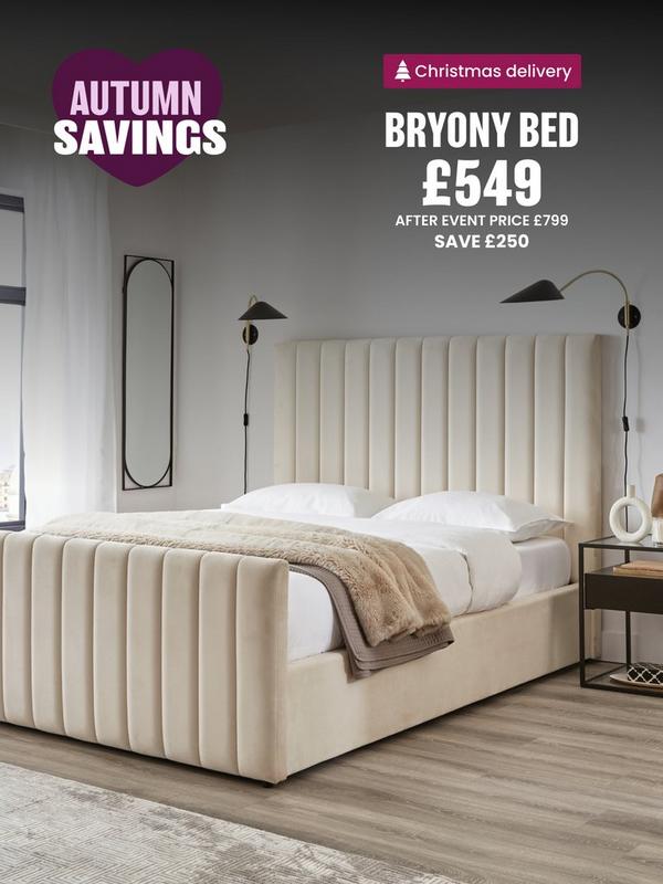 cream large side ottoman bed