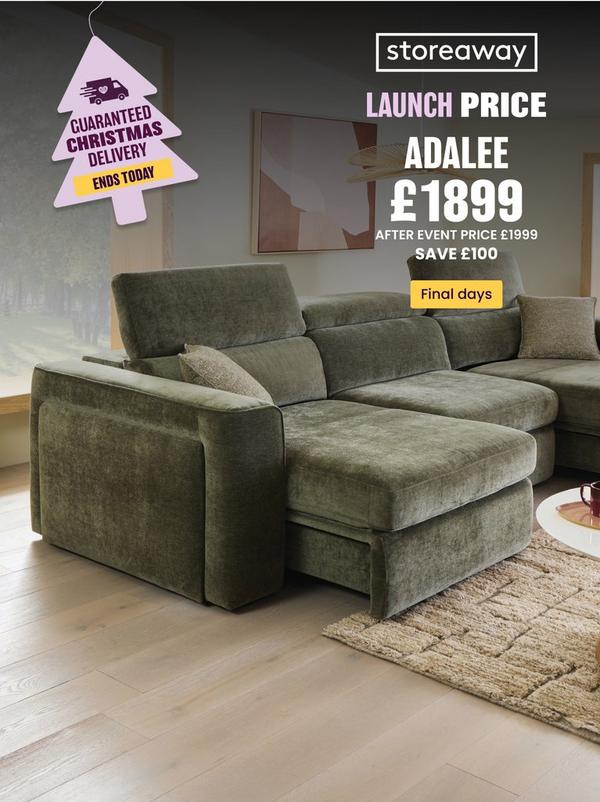 Pine green chenille fabric sofa with wide base and small side storage opening 