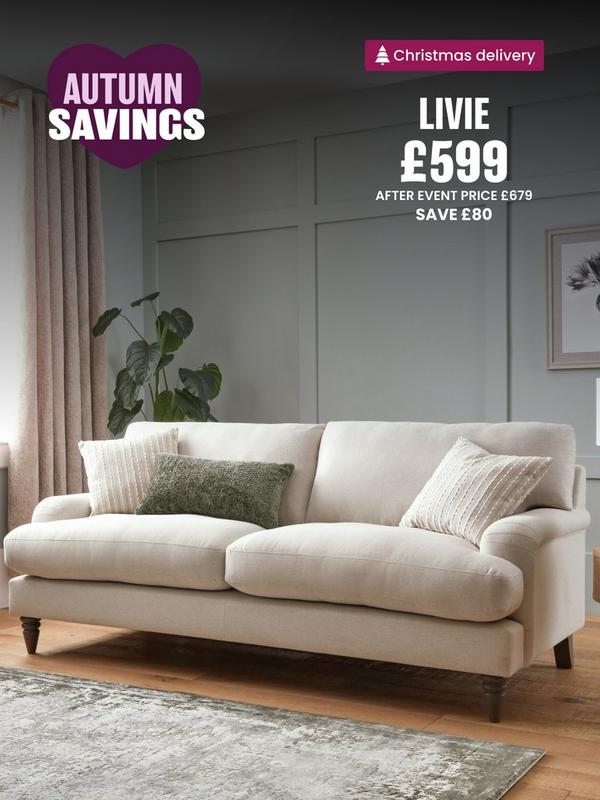 natural coloured 3 seater sofa in a neutral room