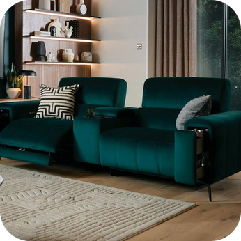 a green reclined cinema sofa