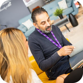 dfs staff helping a customer