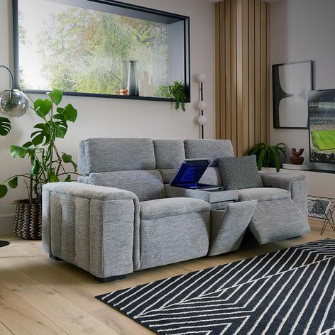 grey shaquille oneal recliner sofa