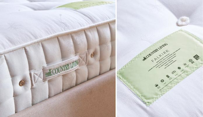 Country Living mattress range with close up of CL logo
