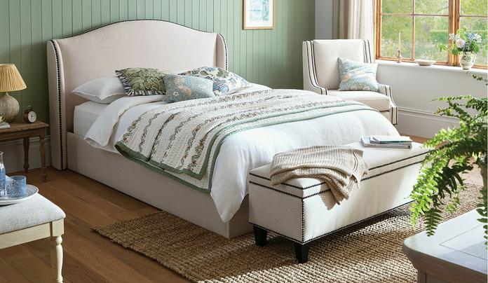 country living canterbury bed and storage ottoman in natural