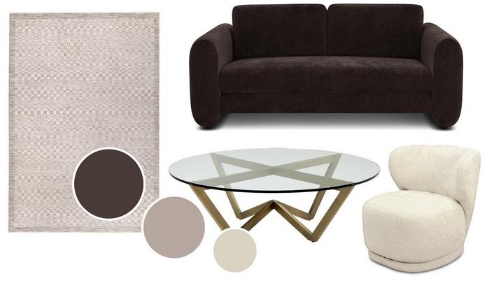 Chocolate home decor with mazetti sofa and accent chair