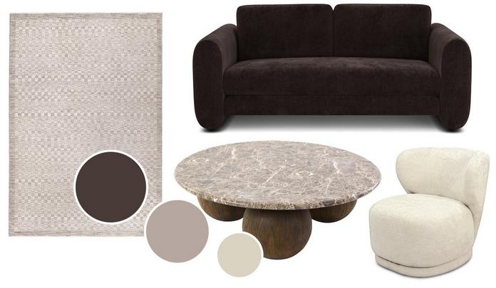 Chocolate home decor with mazetti sofa and accent chair