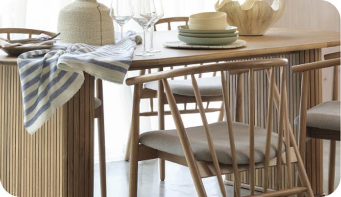 wooden dining table with spindle back chairs
