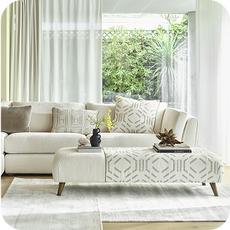 cream sofa on a laminate floor