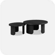 Black wooden nesting coffee table