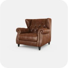 Brown leather button chesterfield style armchair 