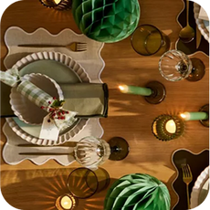 dining table with christmas decorations