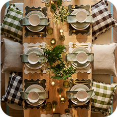 top down view of a dining table 