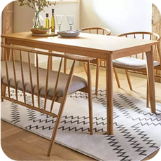wooden dining table with bench seat