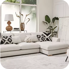 large white boucle corner sofa
