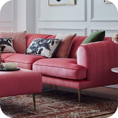 a pink sleek sofa