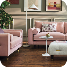 a modern pink sofa
