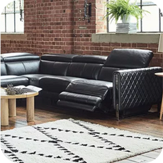a black leather recliner corner sofa