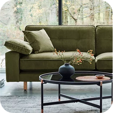 a green sleek sofa
