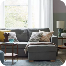 corner chaise sofa in a sun-drenched room