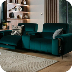 a dark green reclining cinema sofa