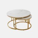 coastal glamour halo gold nested coffee table