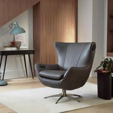 home cinema room Rogan Express Swivel Music Chair in dark grey leather