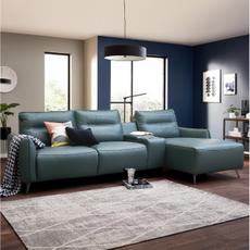 home cinema room illuminare Chaise 3 Seat Power and Console in Stiffkey Blue knoxville leather