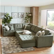 home cinema room Gather Storage Chaise 2 Corner 3 Sofa Bed in olive green