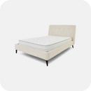 white fabric bed frame