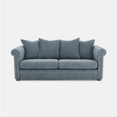 blue fabric pillow back sofa