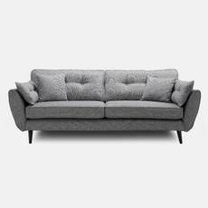 grey mid century sofa with wooden legs