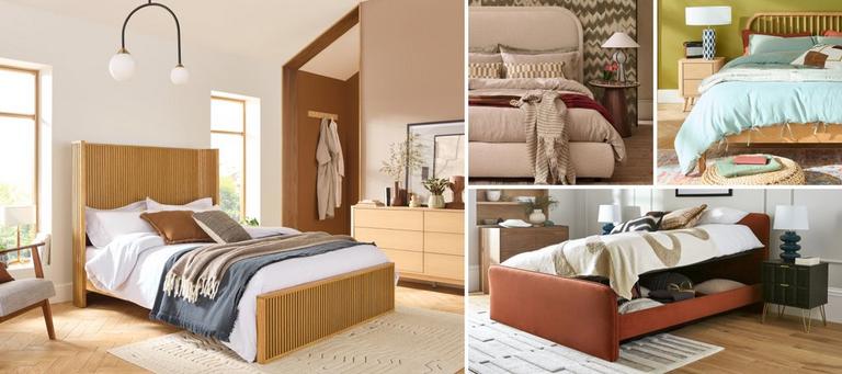 a collage of bedroom images showing the available beds in the nHouse Beautiful range