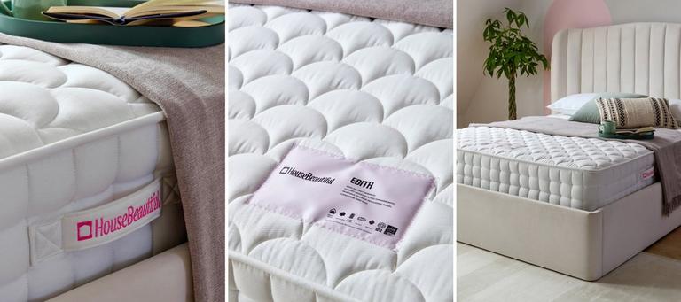 a collage of mattress images showing the available House Beautiful range