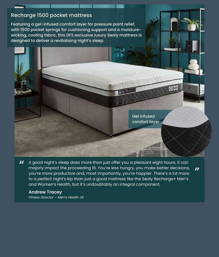 white mattress with a black trim sitting on a grey bed frame in a teal room