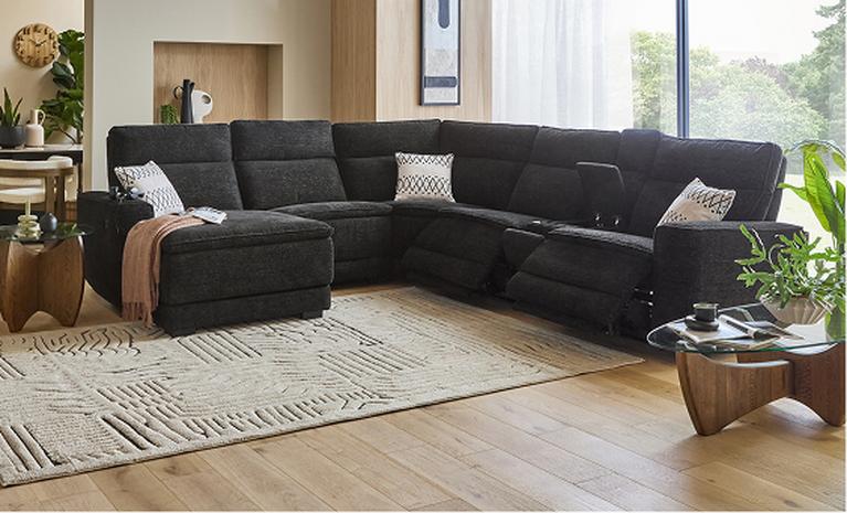 Black corner recliner sofa