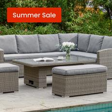 Grey oval table and chairs set in an outdoor setting