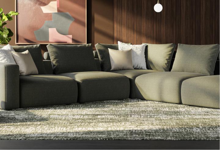 large olive green modular corner chaise sofa