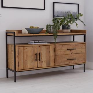 how to style a black sofa with forge sideboard