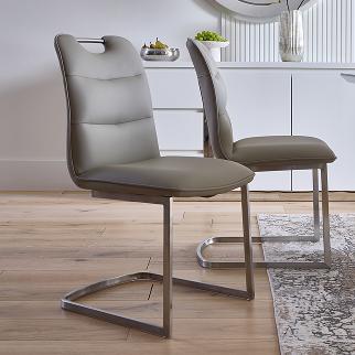grey leather dining chairs