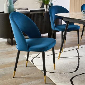 blue velvet dining chairs
