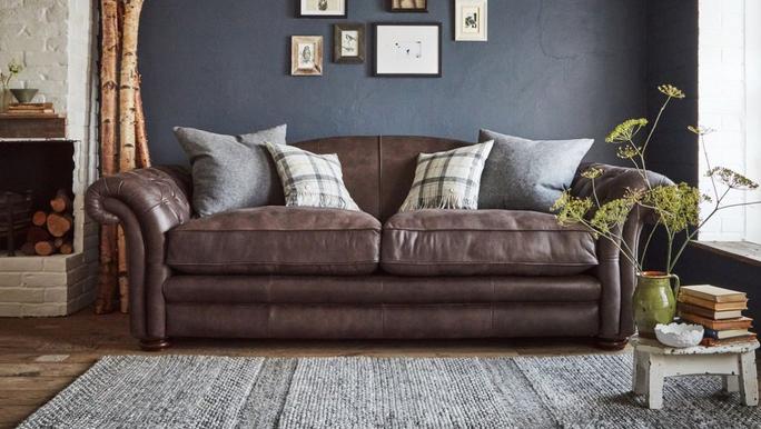 black living room ideas with loch leven leather sofa