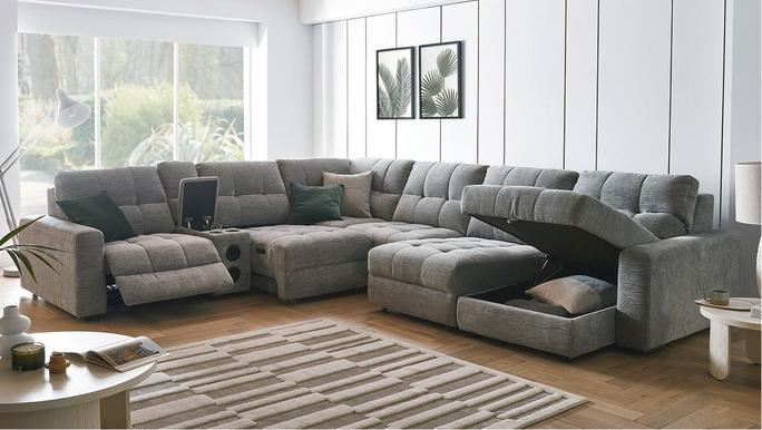 the steller corner sofa with power chaise in mist