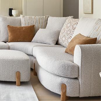close up of the bellino sofa in boucle