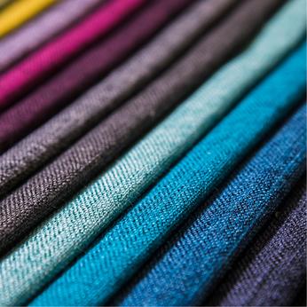 different fabric samples arranged by colour