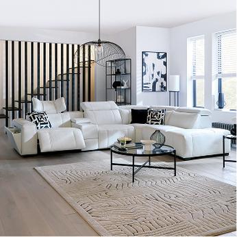 White living room ideas leather sofas