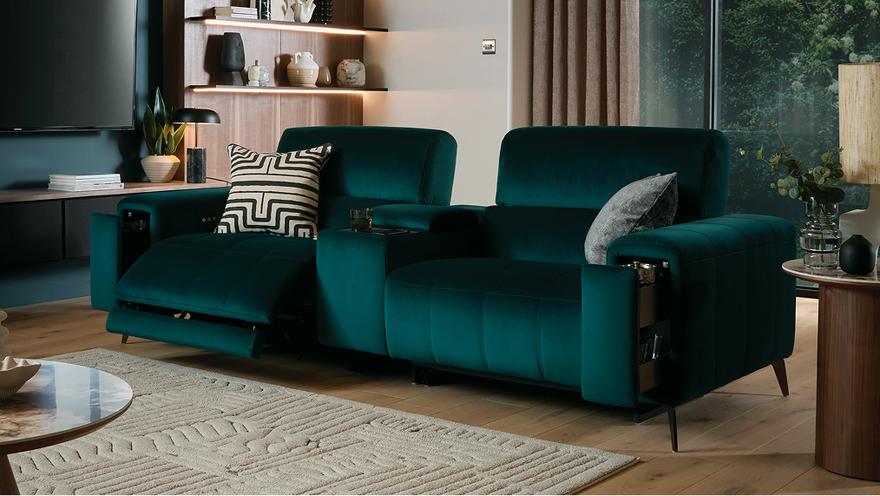 green reclined cinema sofa