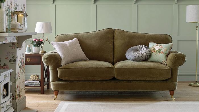 olive green Laura Ashley sofa 