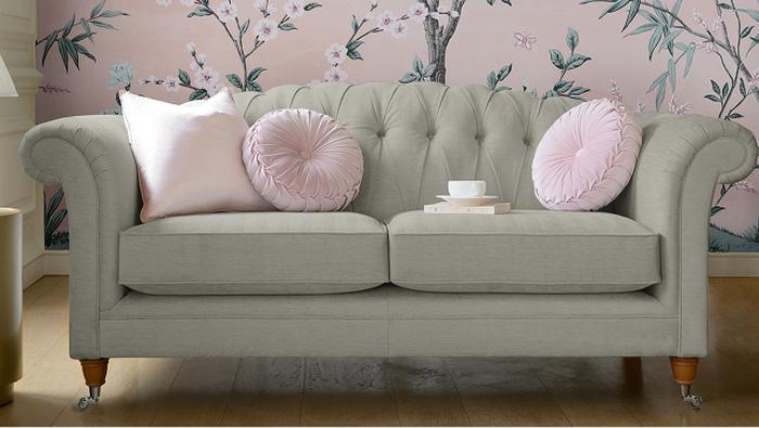 grey button back Laura Ashley sofa 